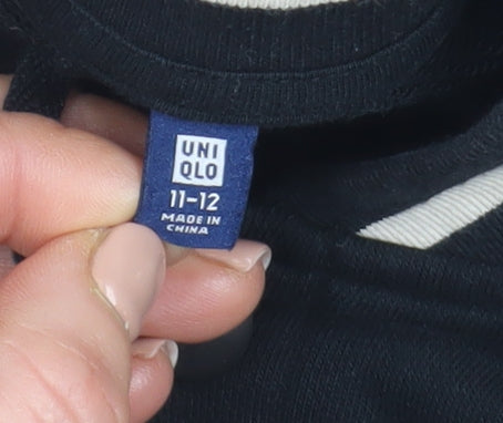 Boys UK Size 11-12 Years Uniqlo Black Varsity Jacket