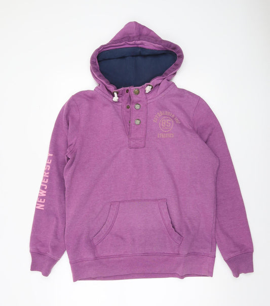 Womens UK Size L Crane Purple Henley Hoodie