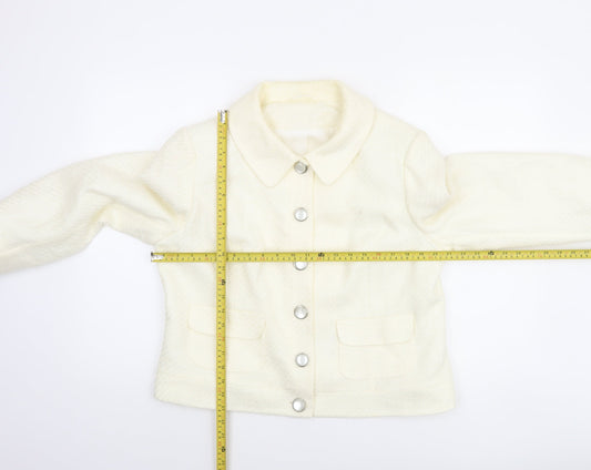 F&F Women Ivory Tweed Button Up Blazer Jacket Size 18