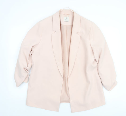 Tu Women Beige Regular Fit Notch Lapel Lined Blazer Size 14