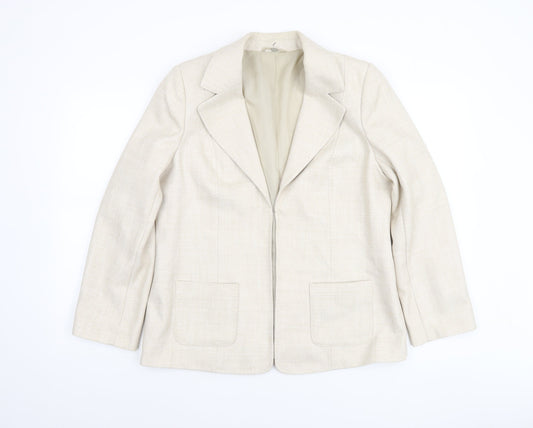 EWM Women’s Beige Polyester Blazer Jacket UK 14 Tailored Fit