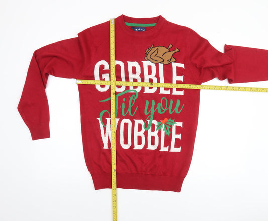 Seasons Greetings Men's Red Christmas Pullover Jumper Size S