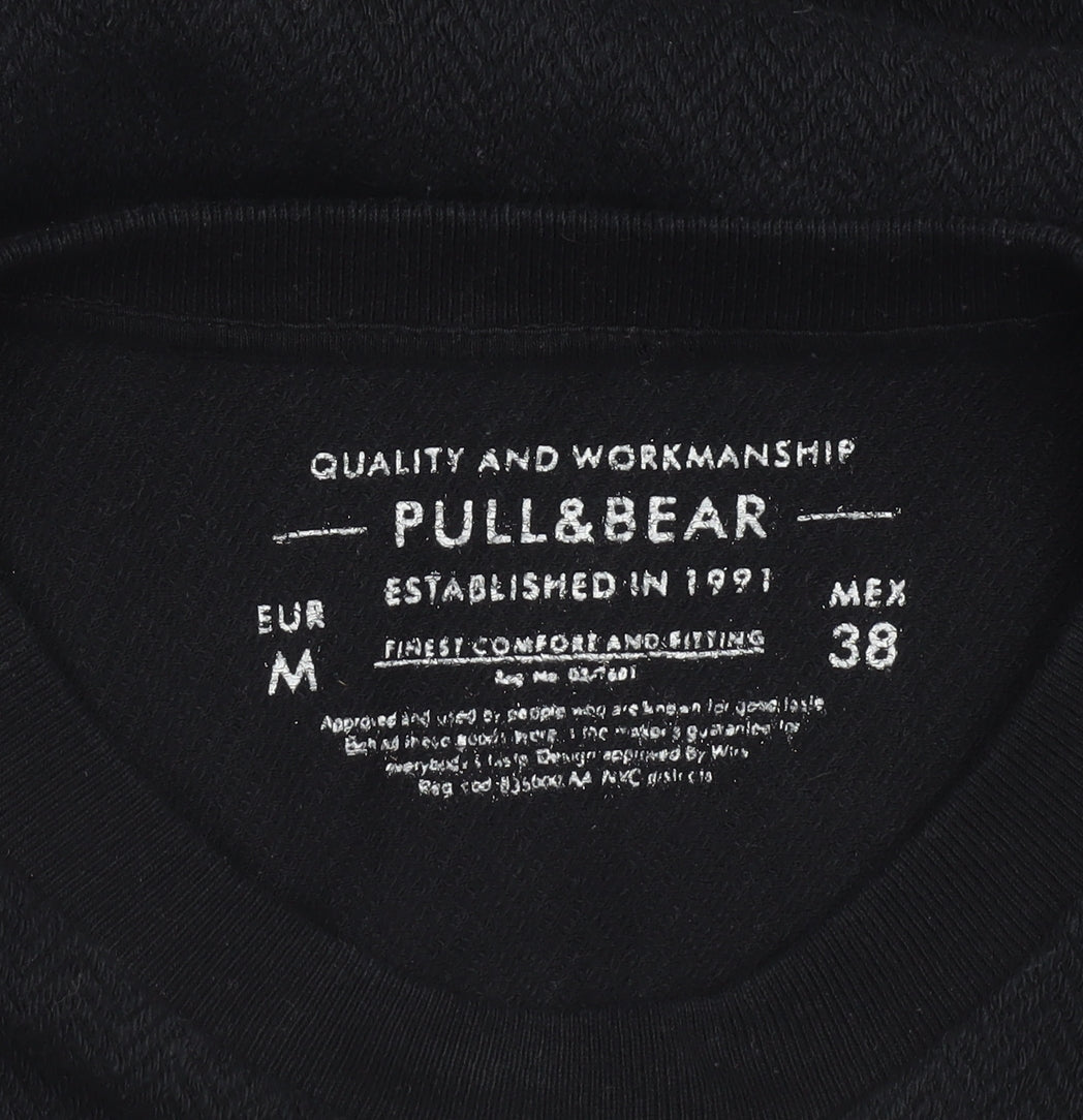 Mens UK Size M Pull&Bear Black Pullover Sweatshirt