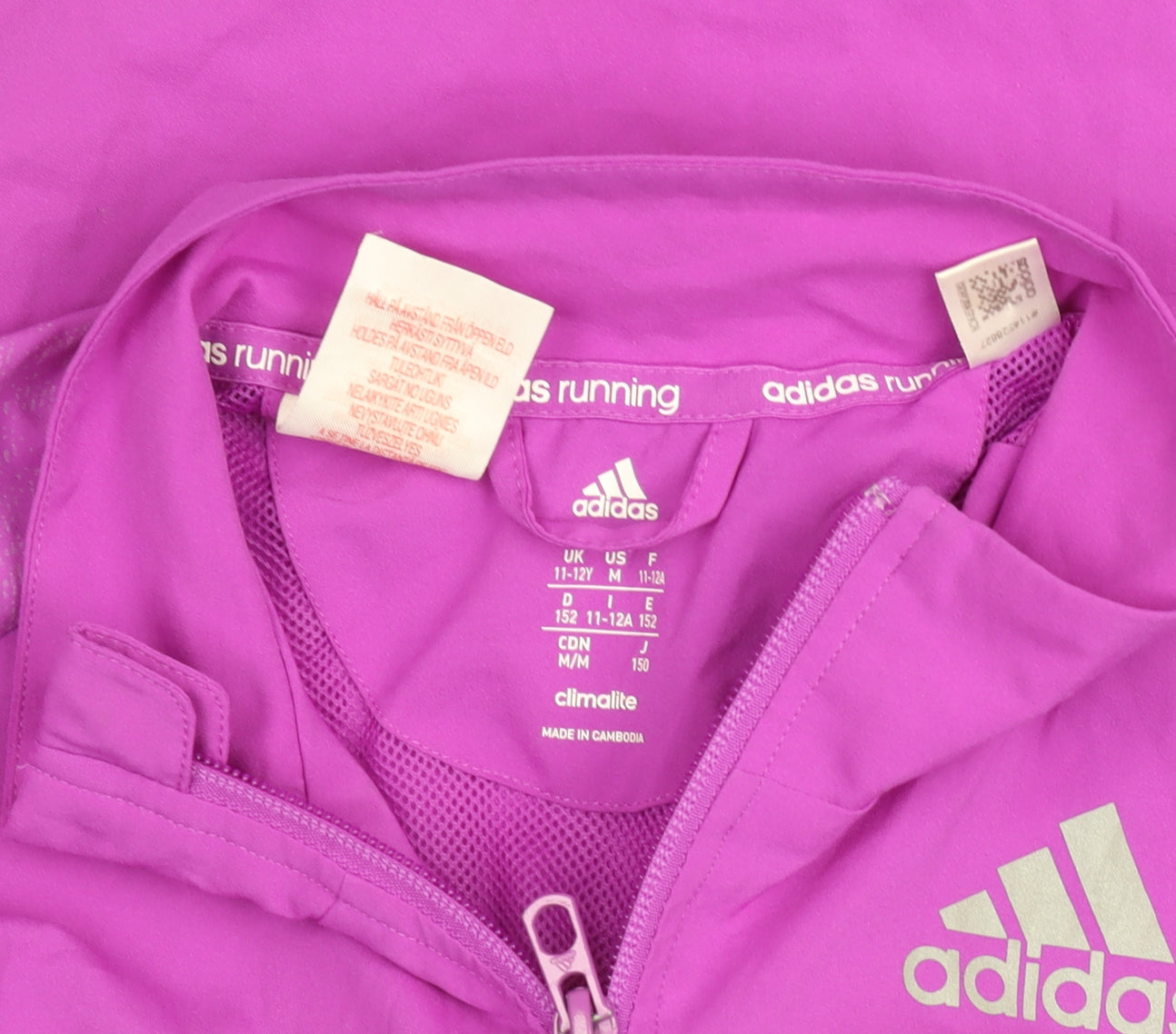 Adidas Teens Pink Climalite Running Track Jacket Size 12 Long Sleeve