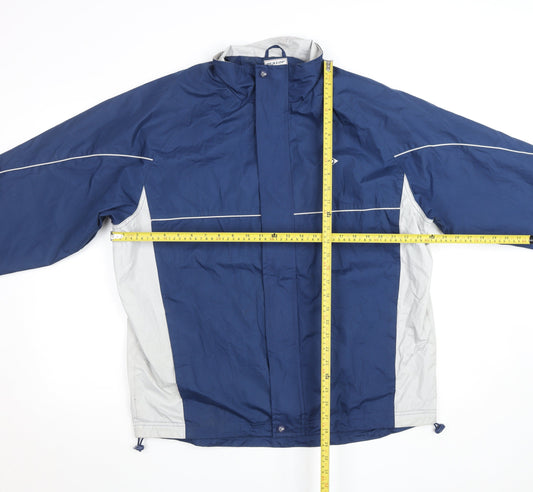 Dunlop Men's Blue and Grey Windbreaker Jacket Size L Polyester Waterproof