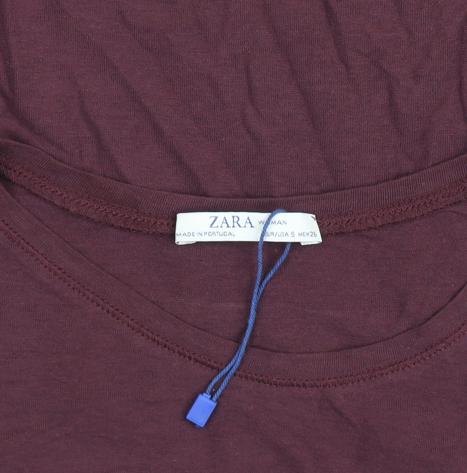 Womens UK Size S Zara Purple Basic T-Shirt