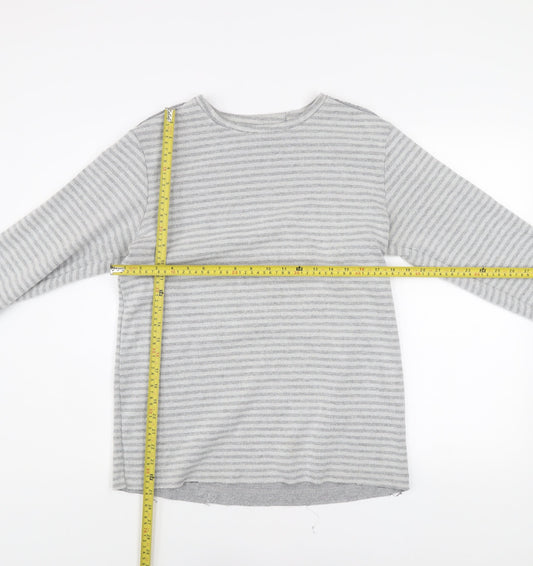 98-86 Men's Grey Striped Pullover Sweatshirt Size M Regular Fit