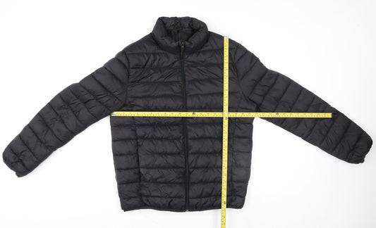 Primark Women Black Puffer Jacket M Lightweight Quilted Zip Coat