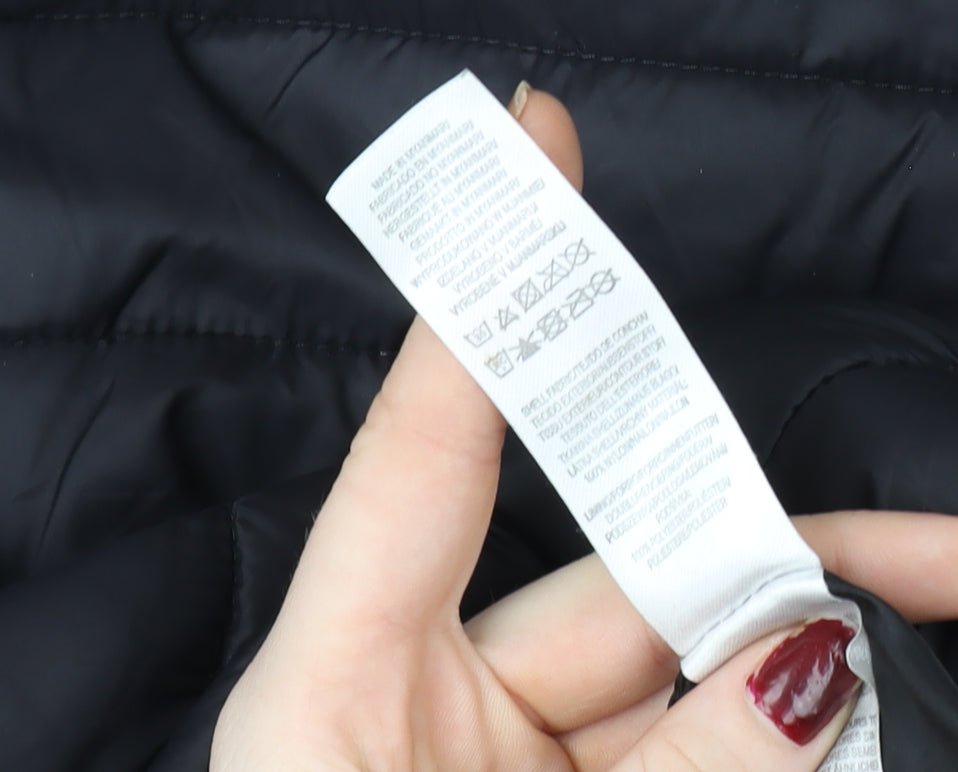 Primark Women Black Puffer Jacket M Lightweight Quilted Zip Coat