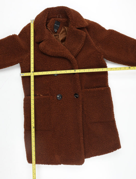 New Look Women's Brown Teddy Overcoat Size 10 Lined Fleece Jacket