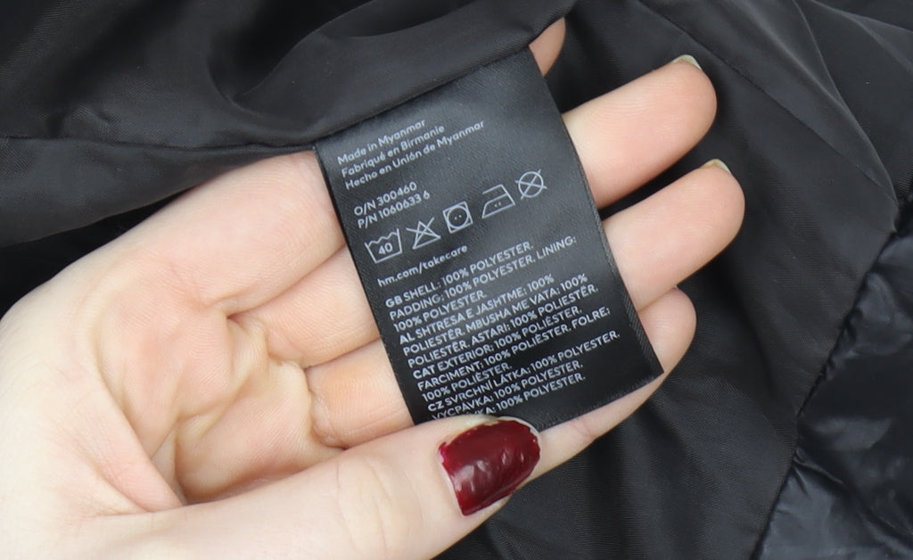 H&M Girls Black Hooded Puffer Jacket Size 4-6 Years Polyester Lined