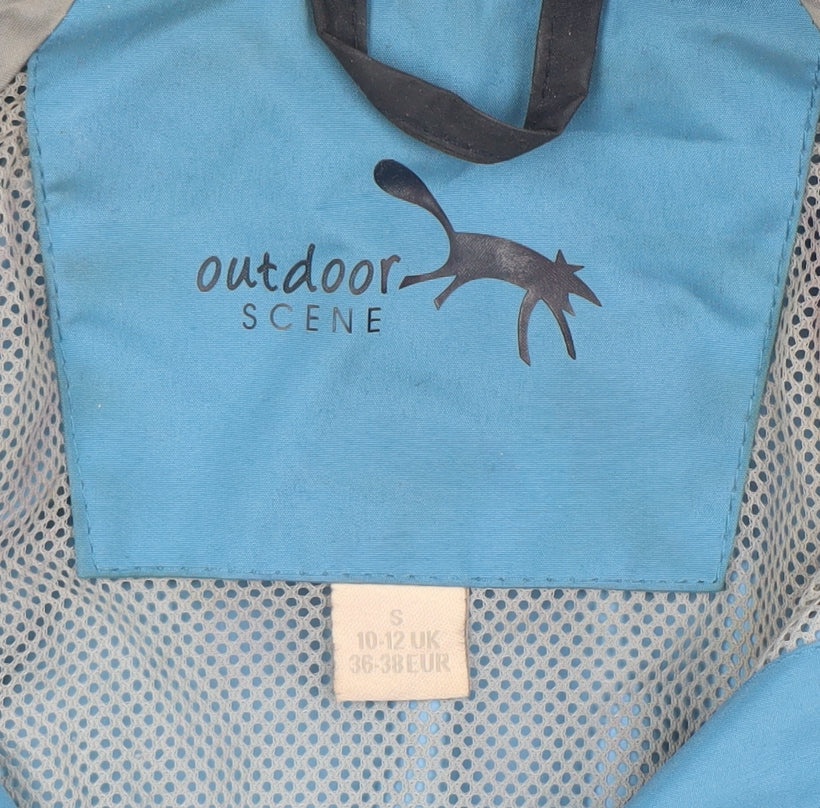Womens UK Size S Outdoor Scene Blue Rain Coat
