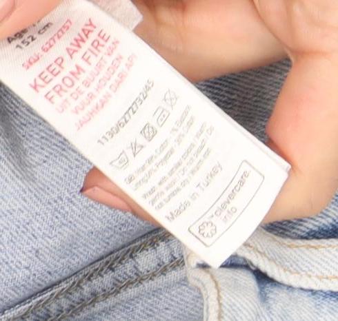 New Look Teens Blue Mom Distressed Jeans Size 12 High Rise Denim