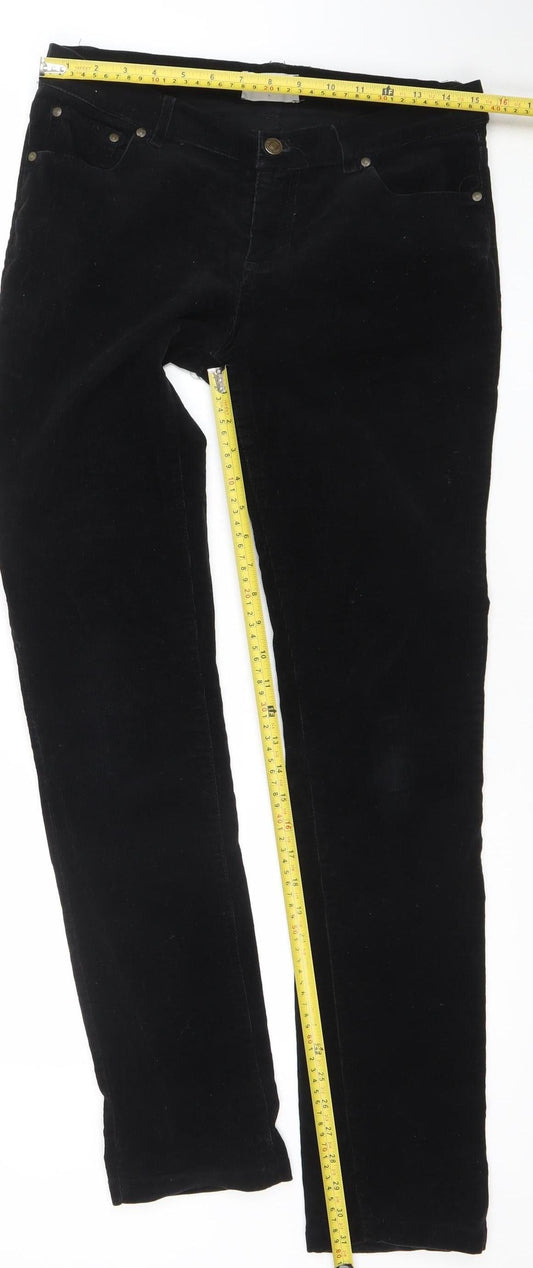 Hush Womens Black Velvet Stretch Slim Trousers Size 12