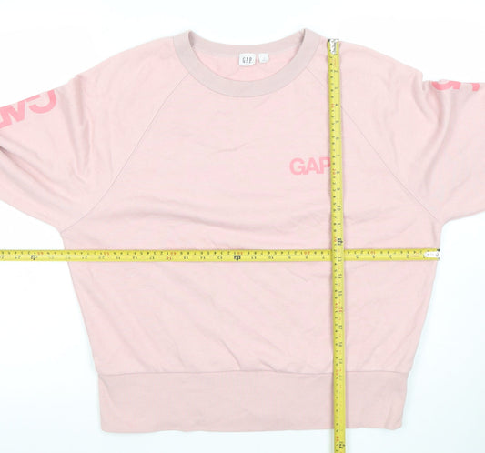 GAP Women Pink Logo Crew Neck Long Sleeve Sweatshirt Size M