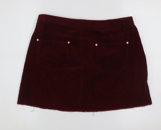 Miss Selfridge Women Red Corduroy Short Skirt UK 14
