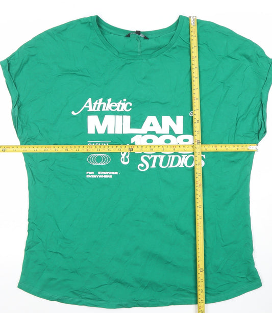 Peacocks Women's Green Size 18 Crew Neck Cotton T-Shirt