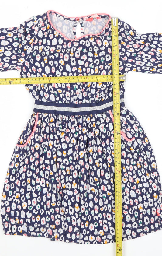 Joules Girls Blue Animal Print Cotton Fit & Flare Dress Age 7 Years