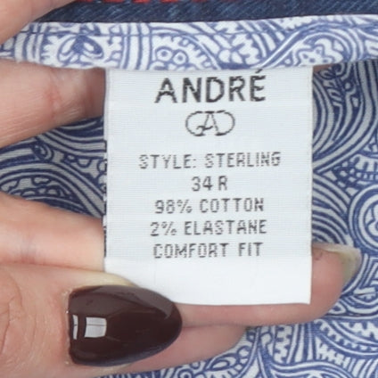 ANDRE Men's Blue Sterling Comfort Fit Straight Jeans 34R