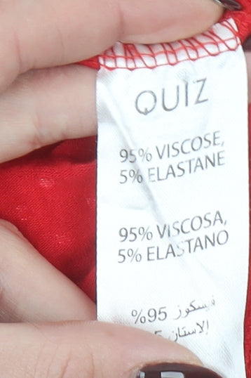 Quiz Women Red Polka Dot Midi Bodycon Dress Size 12