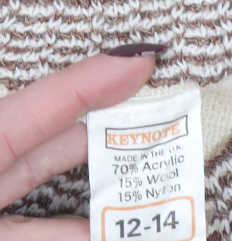 Womens UK Size 12 Keynote Beige Cardigan Jumper