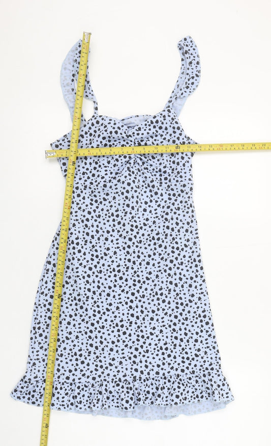 Pink Vanilla Women’s Blue Animal Print Slip Dress Size 12 Summer Casual