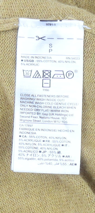 Gap Womens Brown Cardigan Small Cotton Blend Crew Neck