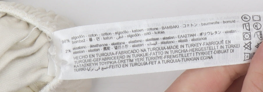 Bershka Women’s Ivory Cargo Trousers Size 10 Cotton Twill