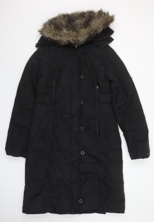 Womens UK Size M Tommy Hilfiger Black Parka Coat