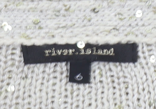 Womens UK Size 6 River Island Beige Cardigan Jumper
