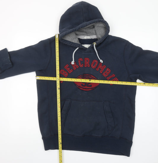 Abercrombie & Fitch Men’s Blue Pullover Hoodie Large Embroidered Logo