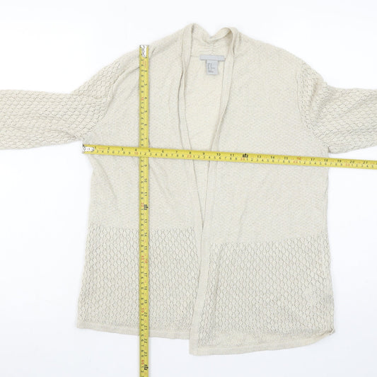 H&M Women’s Beige Open Knit Cardigan Size 12 Lightweight Casual
