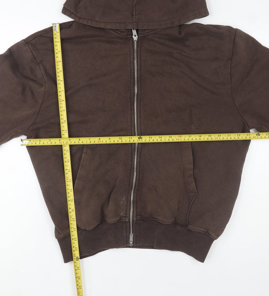 Zara Men's Brown Hooded Full Zip Fleece Lined Basic Jacket Size S
