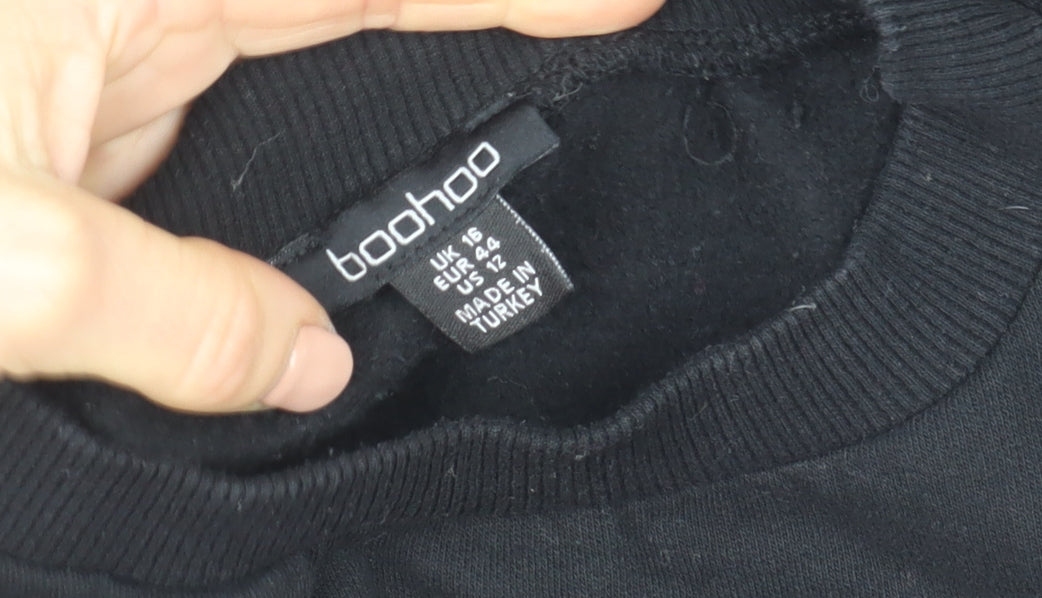 Womens UK Size 16 Boohoo Black Pullover Sweatshirt