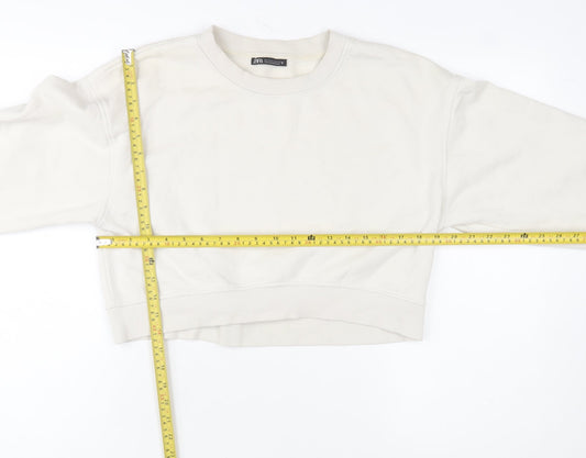Womens UK Size S Zara Beige Pullover Sweatshirt