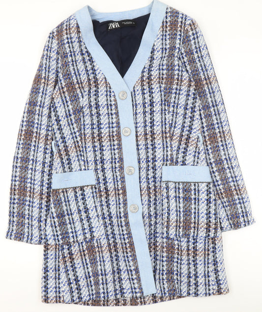 Womens UK Size XS Zara Blue Overcoat