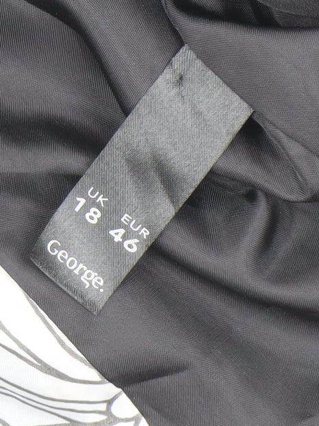 George Women's Black Blazer UK 18 Regular Fit One Button Lined Jacket