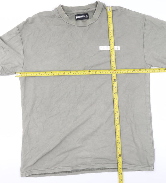 BONKERS Men's Grey Cotton Crew Neck Short Sleeve T-Shirt Size S