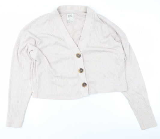 Womens UK Size S Pull & Bear Beige Cardigan Jumper