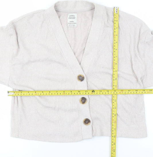 Womens UK Size S Pull & Bear Beige Cardigan Jumper