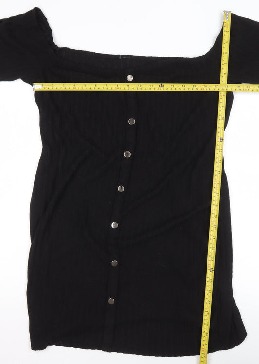 SHEIN Curve Women’s Black Off Shoulder Button Blouse 3XL