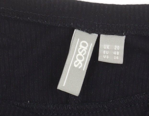 Womens UK Size 20 ASOS Black Basic T-Shirt