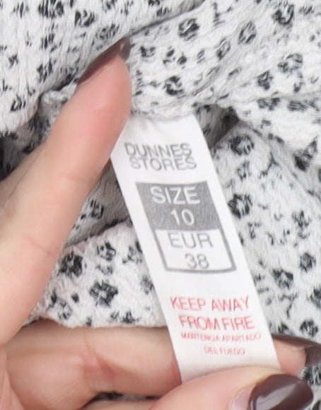 Dunnes Stores Womens White Floral Lace V-Neck Short A-Line Dress Size 10