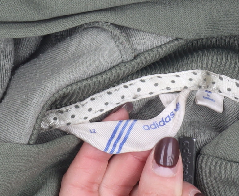 Adidas Womens Green Full Zip Hoodie Size 12 Lined Sportswear