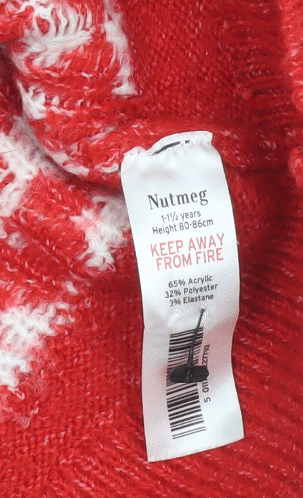 Nutmeg Girls Red Christmas Gingerbread Cardigan 1-1½ Years Acrylic Blend