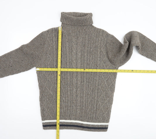 Primark Men’s Grey Cable Knit Roll Neck Jumper Size S