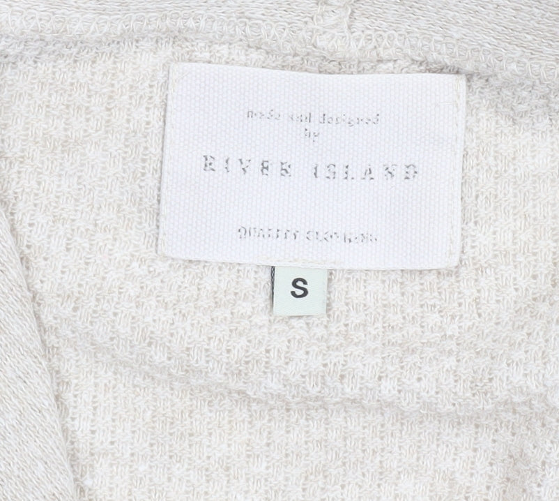 River Island Men’s Beige Cotton Cardigan S Classic Knitwear