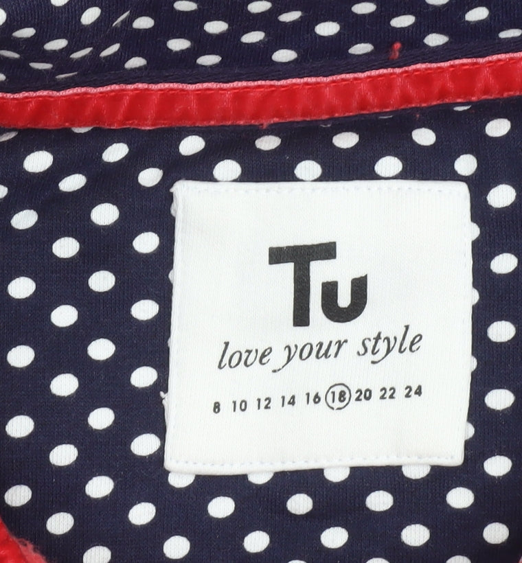 Tu Women Red Henley Sweatshirt Size 18 Long Sleeve Polka Collar