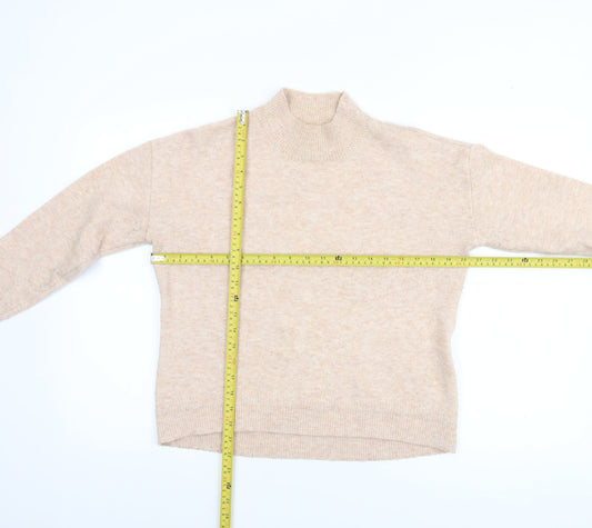 Fat Face Women's Beige Mock Neck Jumper Size 8 Regular Knit