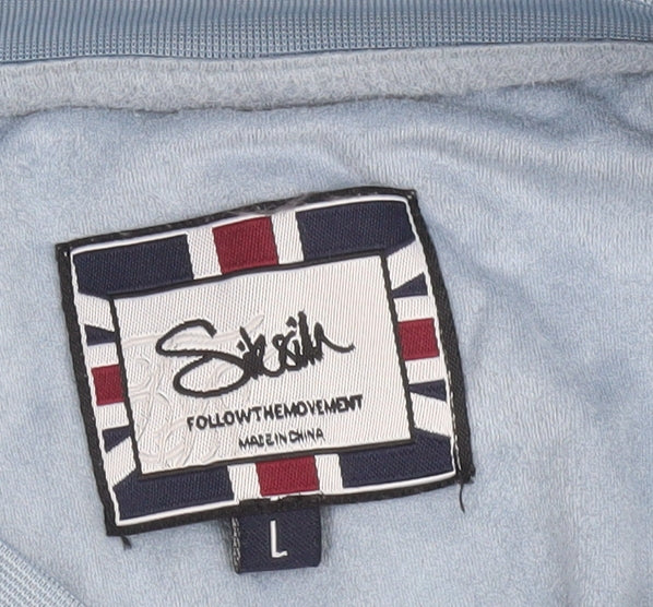 SikSilk Men's Blue Collared Slim Fit Short Sleeve T-Shirt Size L